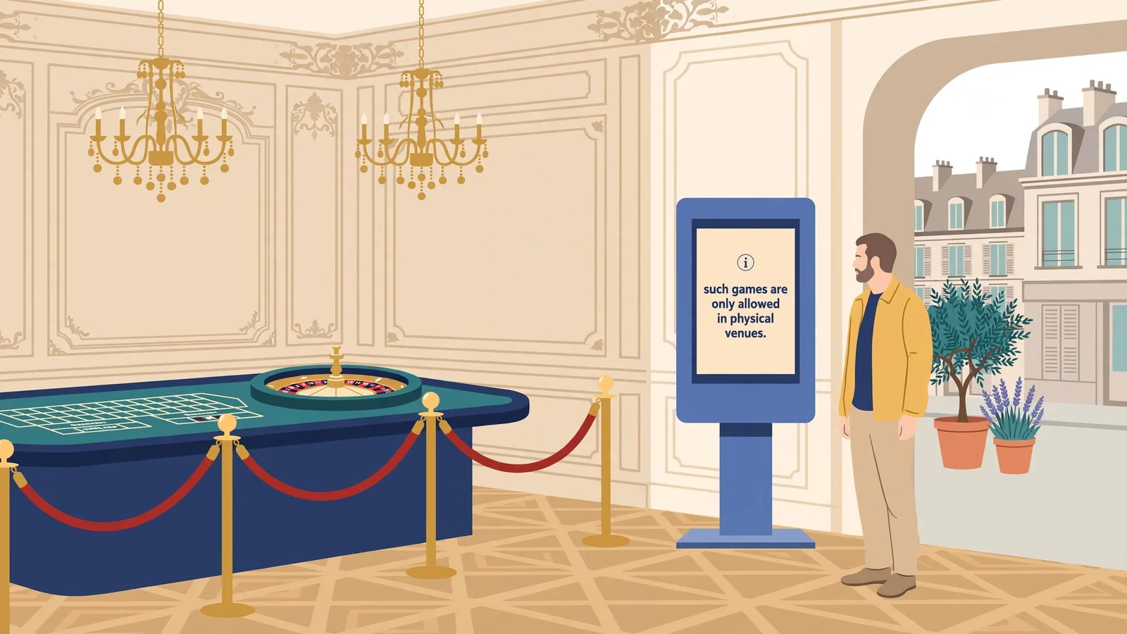 Salle de casino française montrant la séparation des jeux de cercle